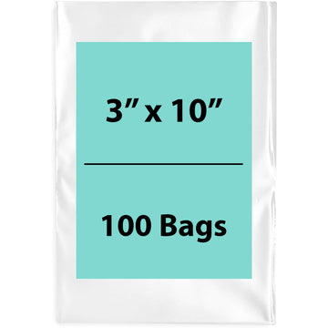 Clear Poly Bags 4 Mil Size: 3 inch (width) X 10 inch (Height) Pack of 100 Bags